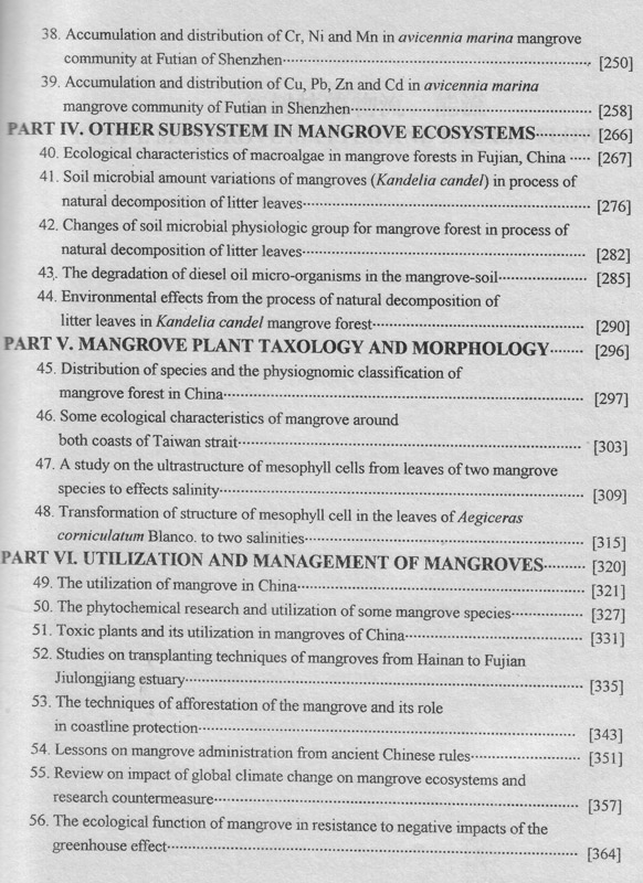 Mangrove Research Papers III (1993-1996) - inhaltsverzeichnis